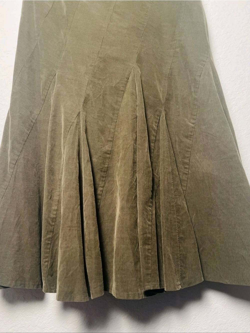 Lois Crayon Skirt Midi Olive Fit&Flare Pinwheel Corduroy Line Cottagecore Boho M - Picture 5 of 12